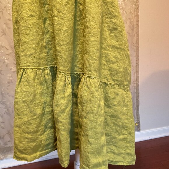 Francesca Bettini Women's 100% Linen Midi Dress Size S Green Tiered Design (NEW) - Picture 10 of 12